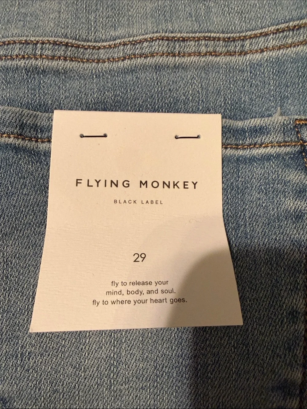 Flying Monkey Light Blue Flare Jeans with Raw Hem with lots of stretch - Picture 2 of 4
